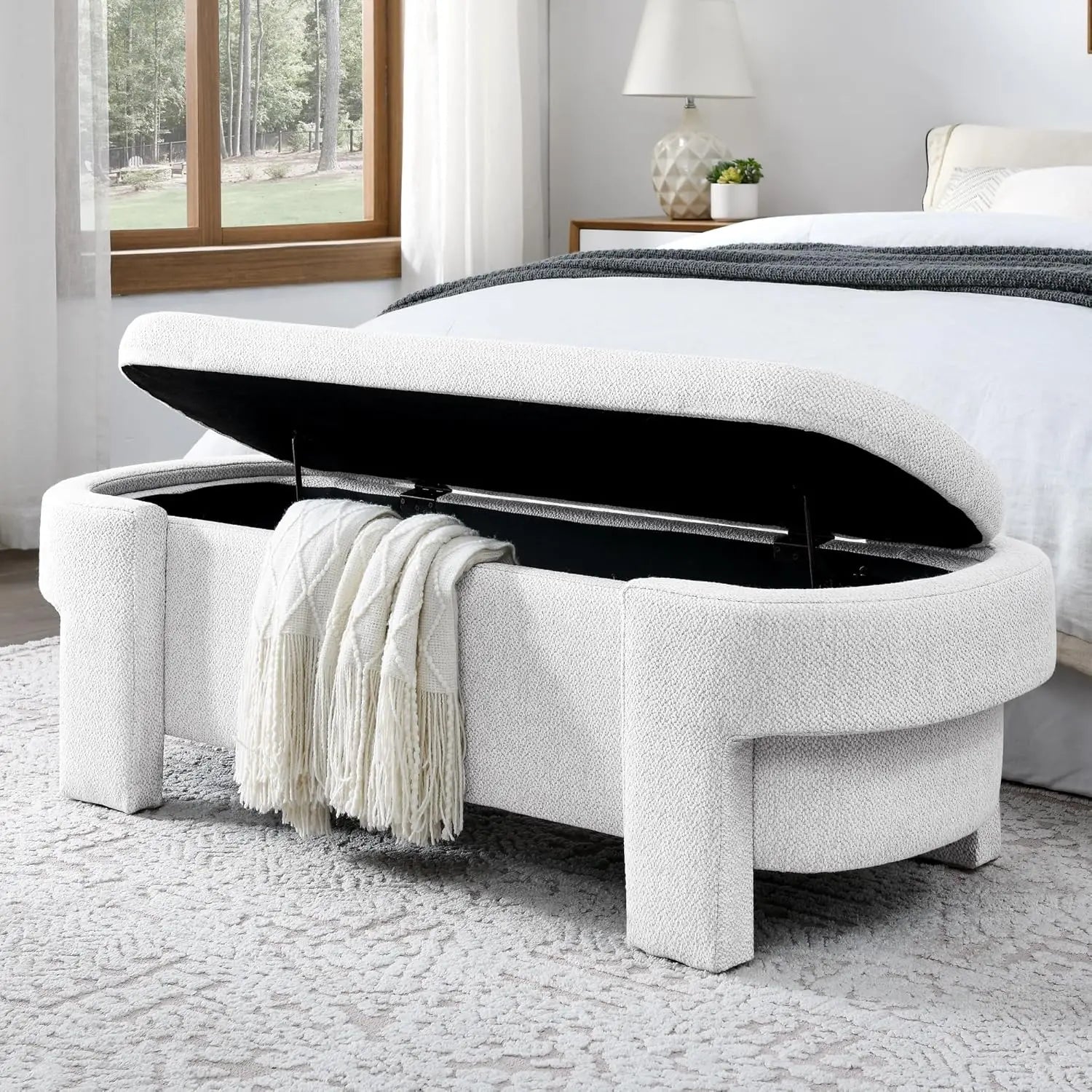 Lux Linen Oval Storage Bench
