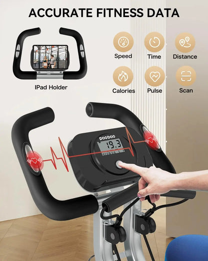 Folding Exercise Bike, Foldable Fitness Stationary Bike Machine, Upright Indoor Cycling Bike,