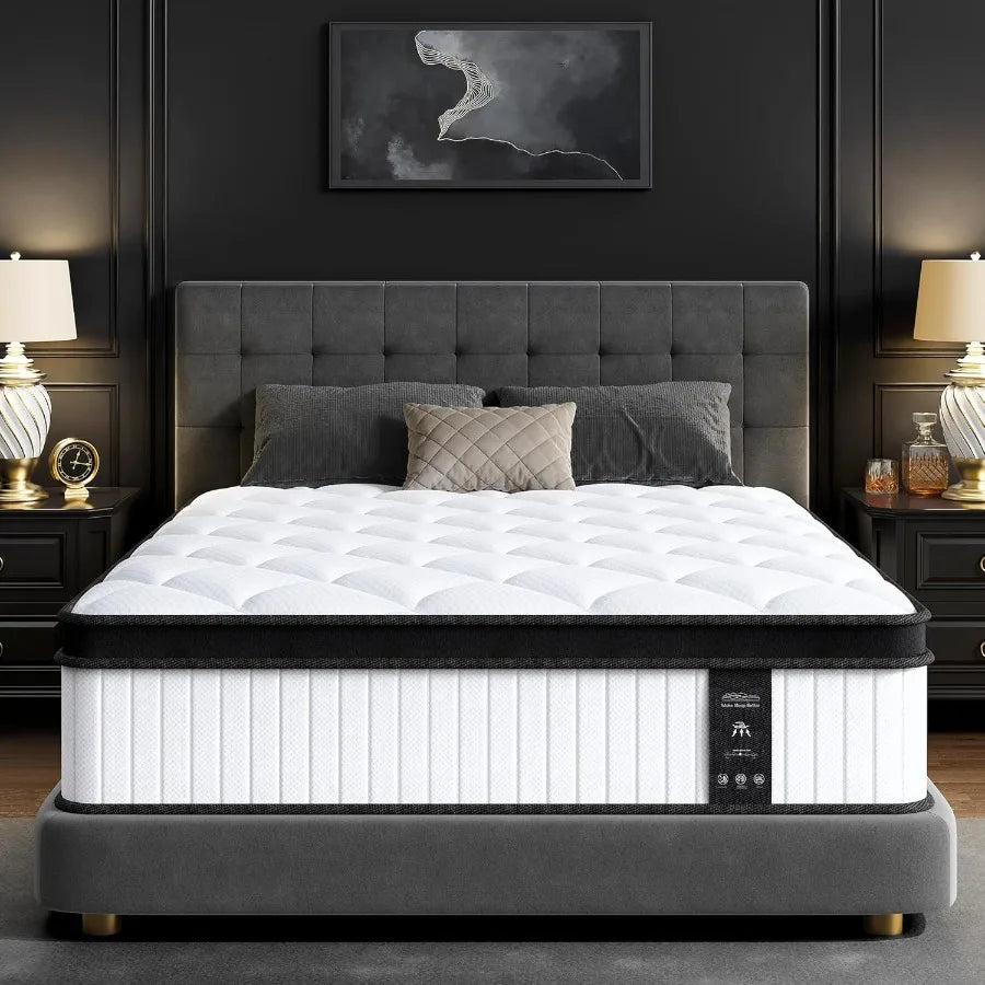 Mattress In a Box Queen Size 12 Inch with Memory Foam and Individual Pocket Springs