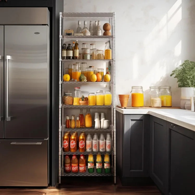 8-Tier Wire Shelving Unit Adjustable Steel Wire Rack Shelving 8 Shelves Steel Storage Rack or Two 4-Tier Shelving Units