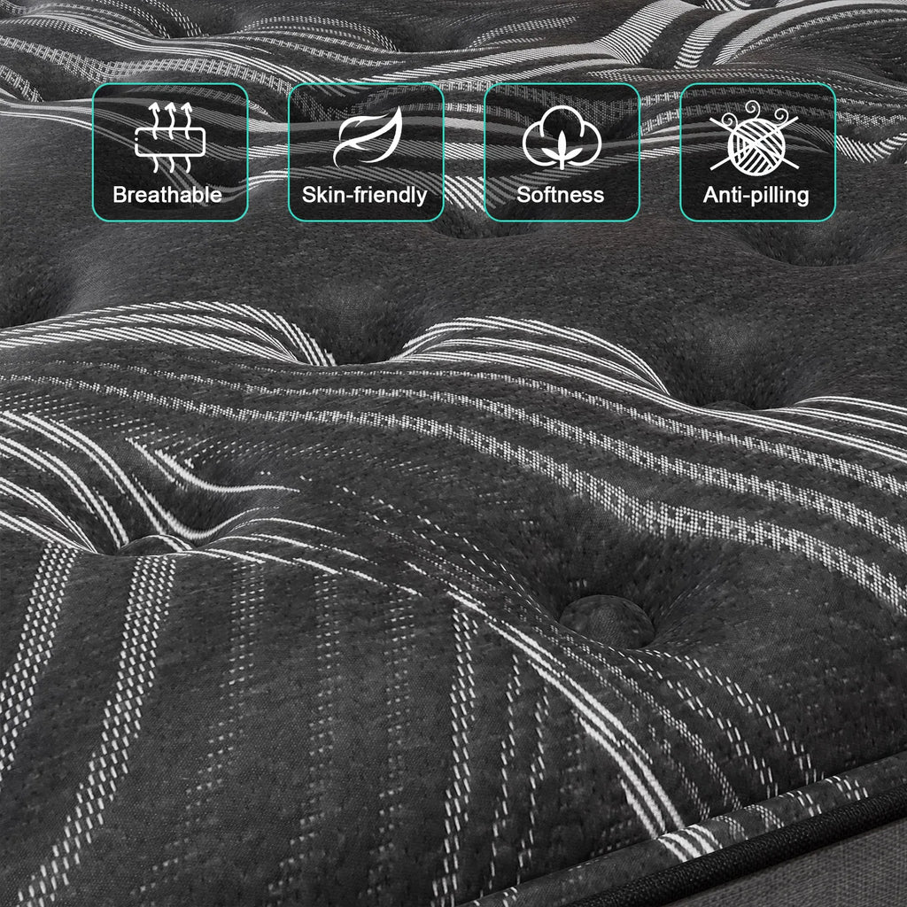 12"14" Gel Memory Foam Hybrid Pocket Spring Mattress Twin Full Queen King Bed Mattress In A Box, Medium Firm Motion Isolation