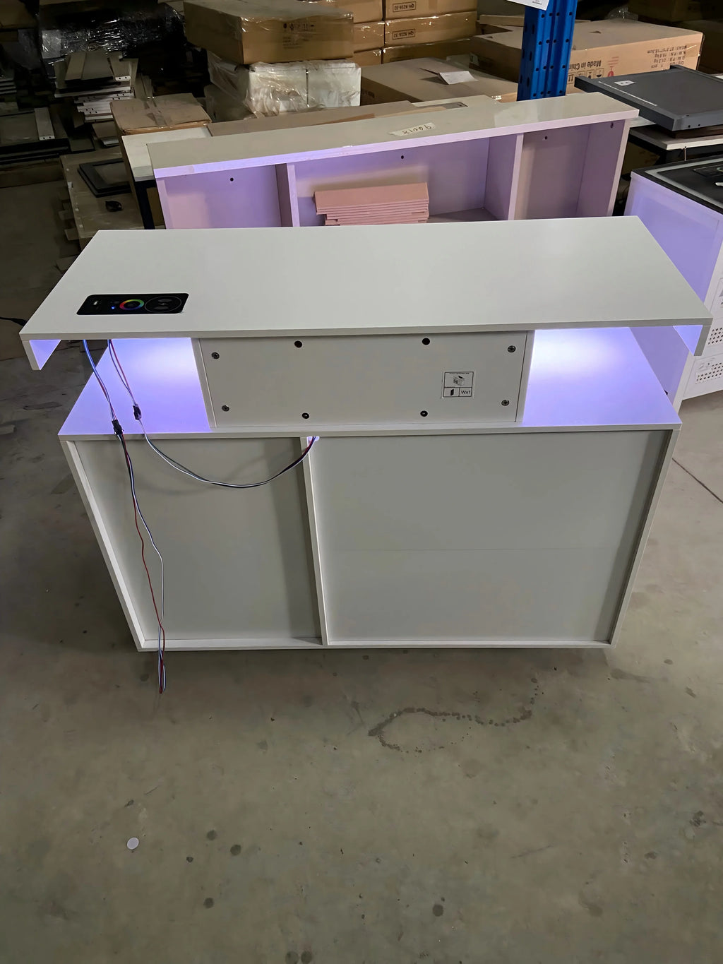 LED Buffet Cabinet 40”W with Wireless Charging Station,Auto Sensor RGB 20-Color Dimmable Sideboard