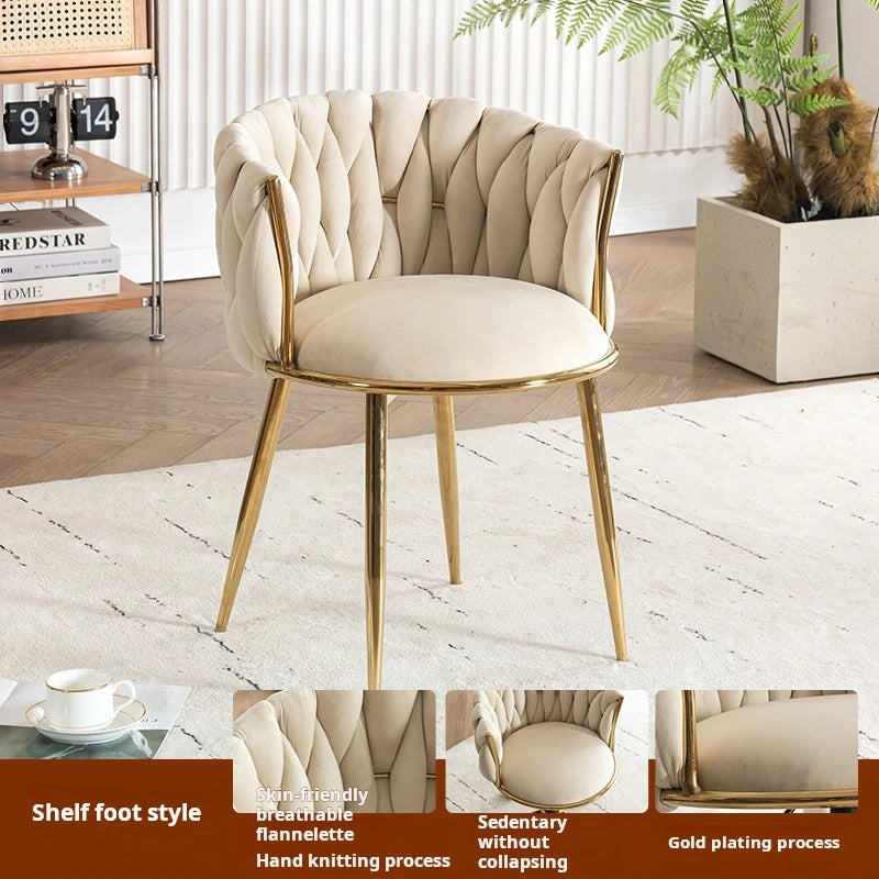 Modern Armchairs For Living Room High Grade Flannel Bar Stool Bedroom Makeup Chair Back Lift Swivel Nail Dressing Chair