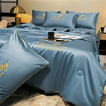 Cool Blanket Smooth Air-Conditioned Comforter Lightweight Summer Quilt Double-Sided Cool Fabric Ice Silk Throw Blanket