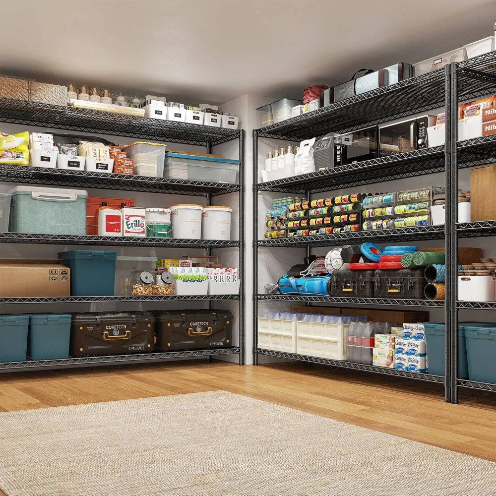 55.5''W Storage Shelves 3200LBS Wire Shelving Unit with Wheels 85.7" H Heavy Duty Shelving Rack 5-Tier Adjustable Storage Rack