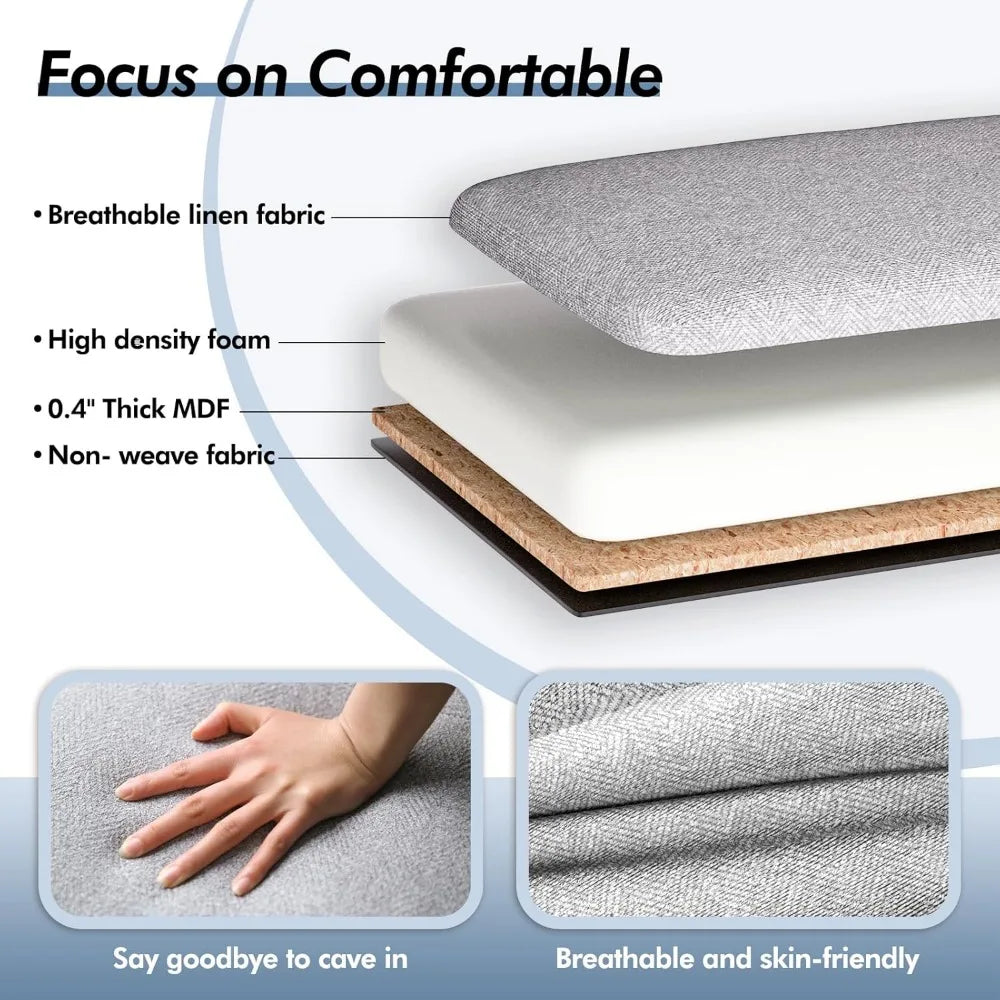 Storage Ottoman Bench Upholstered Bench & Ottoman with Larger Storage Space Bed Bench with Safety Hinge End of Bed Storage