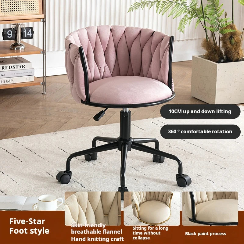 Modern Armchairs For Living Room High Grade Flannel Bar Stool Bedroom Makeup Chair Back Lift Swivel Nail Dressing Chair