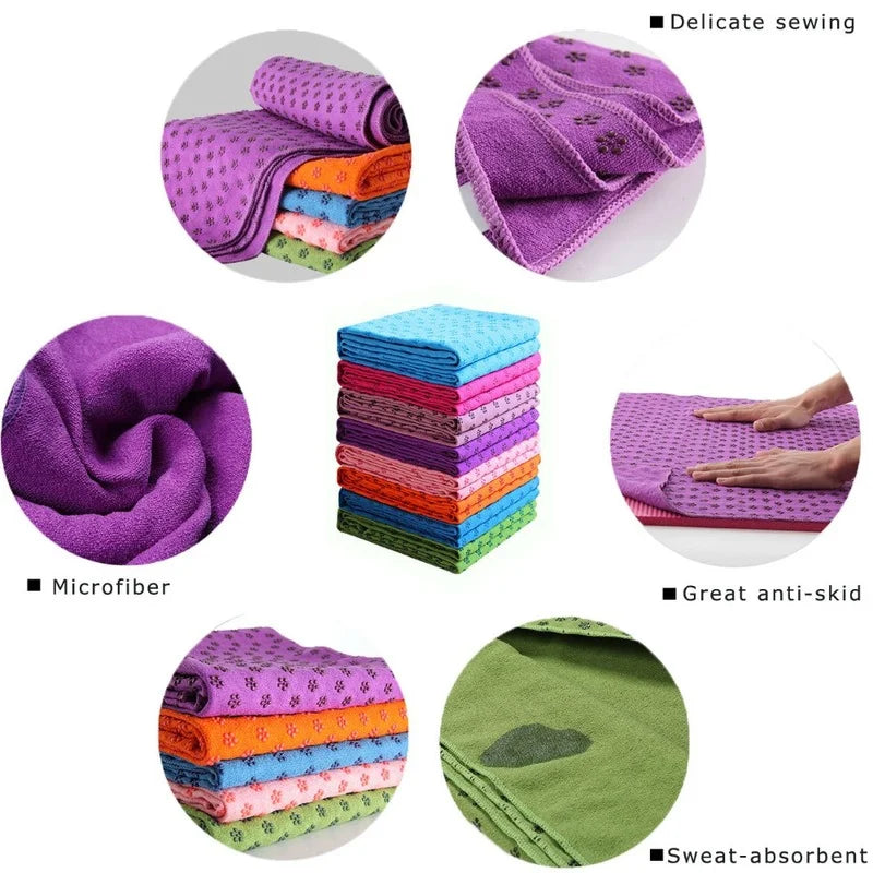 Non Slip Hot Yoga Towel Pilates Mat Yoga Blanket Sweat Absorbent Portable Fitness Meditation Mat Sports Workout Travel Blanket