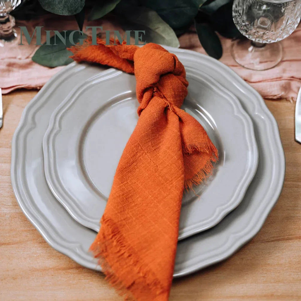 12pcs/lot Napkins 41*41cm Cotton Cloth Rustic Gauze Hanky Tea Towel Dining Place Mats Wedding Supplies Linen Home Table Decor