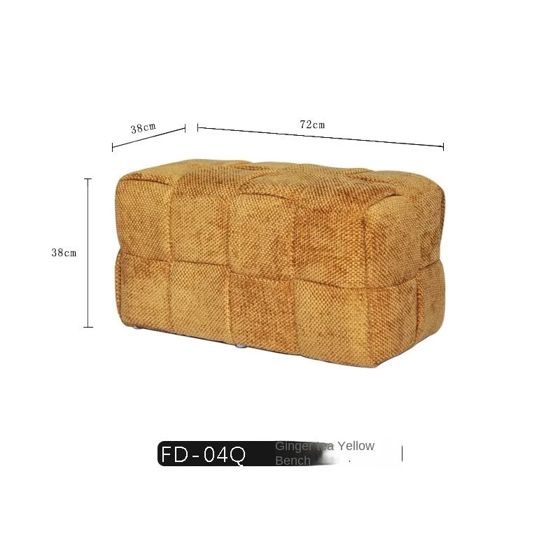 MOMO Chenille Mesh Red Woven Bench Short Stool Shoe Changing Stool Living Room Sofa Stool Household Small Stools