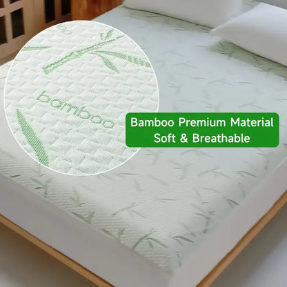 1pc Waterproof Bamboo Mattress Cover (Without Pillowcase), Cooling & Breathable Fitted Bed Sheet With 6-14inches Deep Pocket