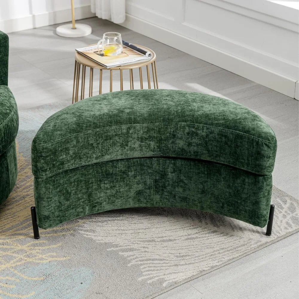 32.7"W Chenille Upholstered Storage Bench Large Ottoman with Tray Serve As Side Table