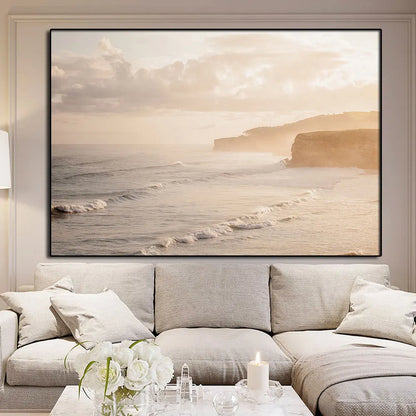 Fine Art Ocean Coast Poster Aesthetic Minimalist Surf Beach Sunset Oceascape Canvas Print Picture Wall Mural Home Bedroom Decor