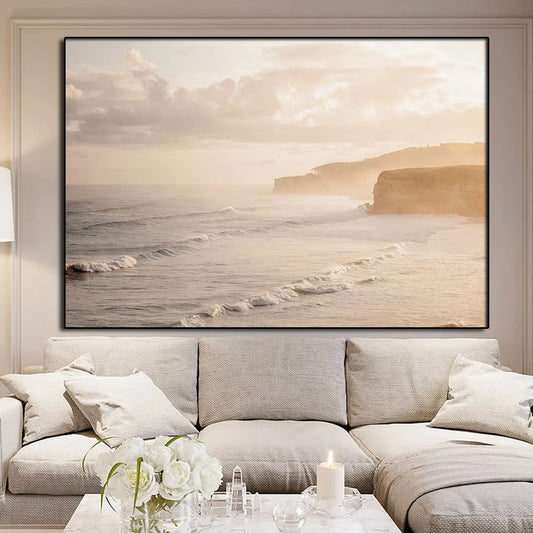 Fine Art Ocean Coast Poster Aesthetic Minimalist Surf Beach Sunset Oceascape Canvas Print Picture Wall Mural Home Bedroom Decor