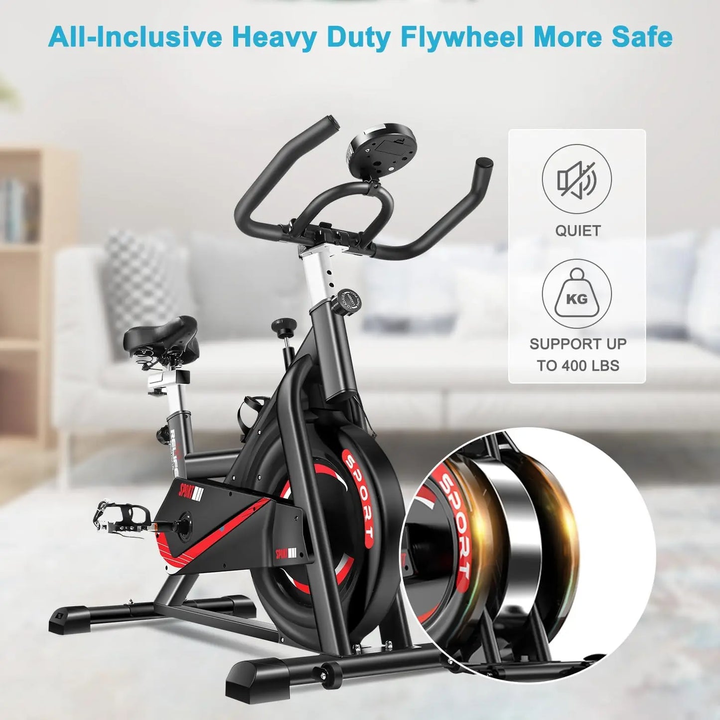 Exercise Bike Indoor Cycling Bike Fitness Stationary All-inclusive Flywheel Bicycle with Resistance for Gym Home