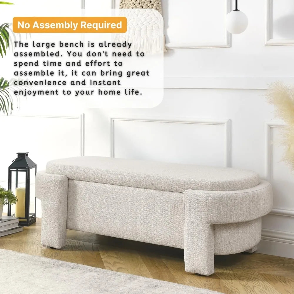 Lux Linen Oval Storage Bench