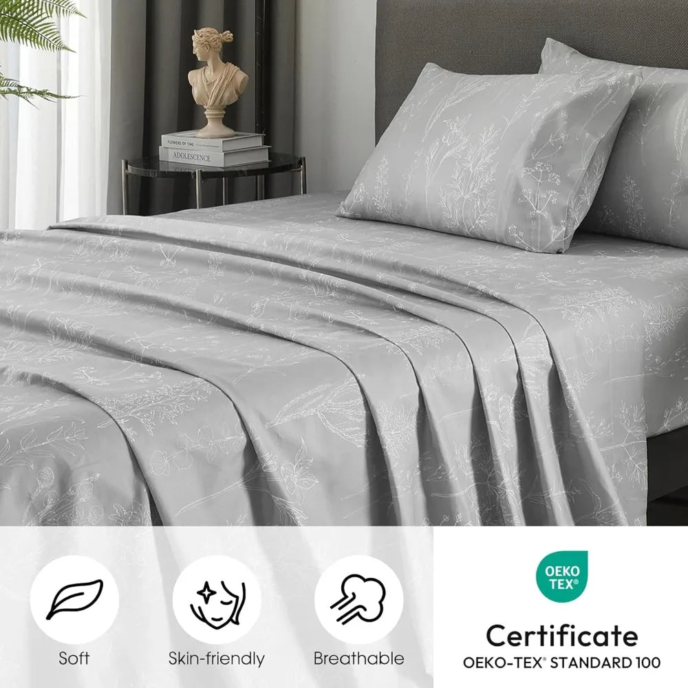 Deep Pocket California King Sheet Set Up to 18 Inch Set of Sheets and Covers for Bed Laying Sheets for Full Double Beds Sets