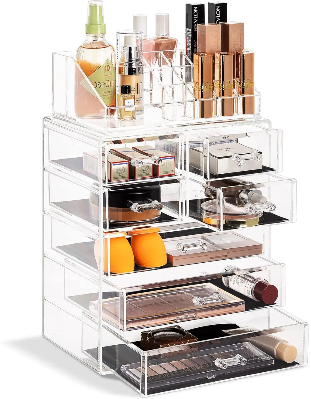 Clear Cosmetic Makeup Organizer - Make Up & Jewelry Storage,Case & Display - Spacious Design - Great Holder for Dresser,Bathroom