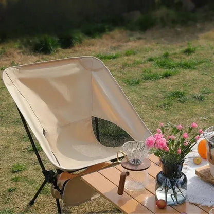 Outdoor Camping Chair Portable Folding Moon Beach Chair Leisure Travel BBQ Fishing Chairs Detachable Picnic Outdoor Furniture