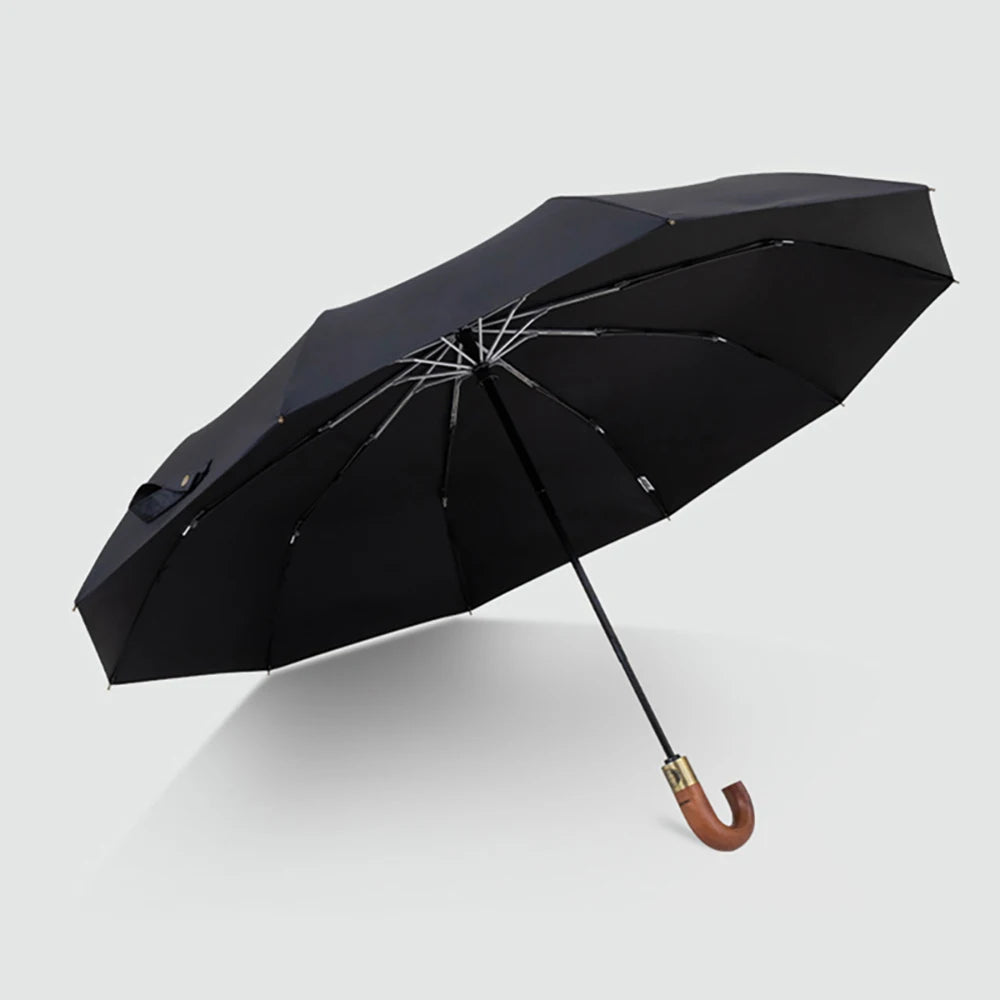 Luxury Wooden Umbrella Windproof 10 Ribs, Parachase Fully Automatic Umbrella for Men, Folding Big Golf Umbrella Free Shipping