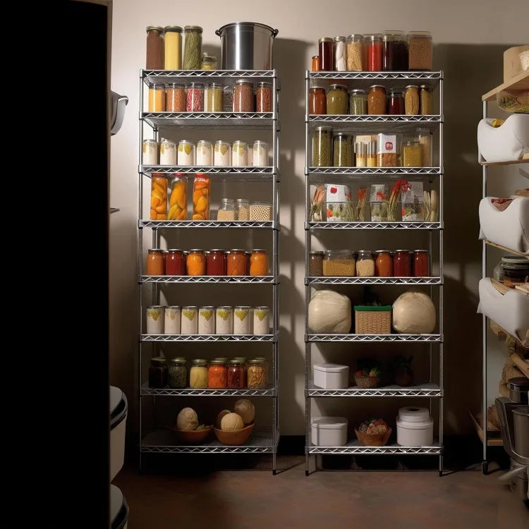 8-Tier Wire Shelving Unit Adjustable Steel Wire Rack Shelving 8 Shelves Steel Storage Rack or Two 4-Tier Shelving Units