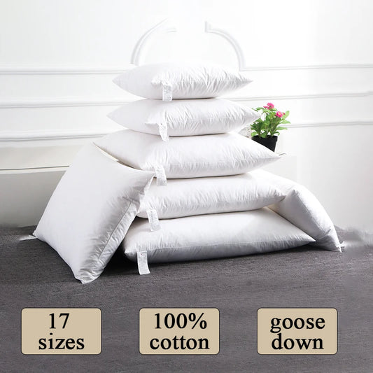 100% cotton goose down feather Home and decoration Queen King Waist neck Sleeping pillows Sitting Cushions for decorative sofa