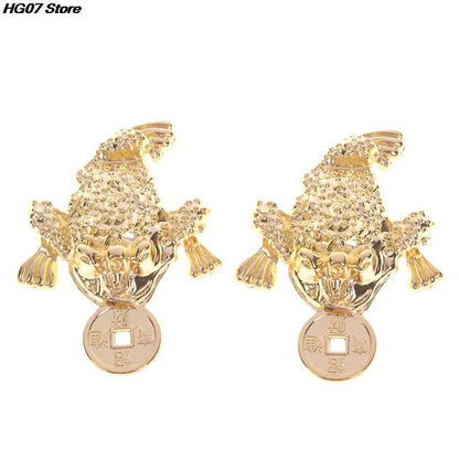 5/10PCS Gold Home Decor Feng shui Pocket Toad Frogs Fortune Key Ring Fashion Car Keychain Charm Bag Pendant Keyring Key Chains