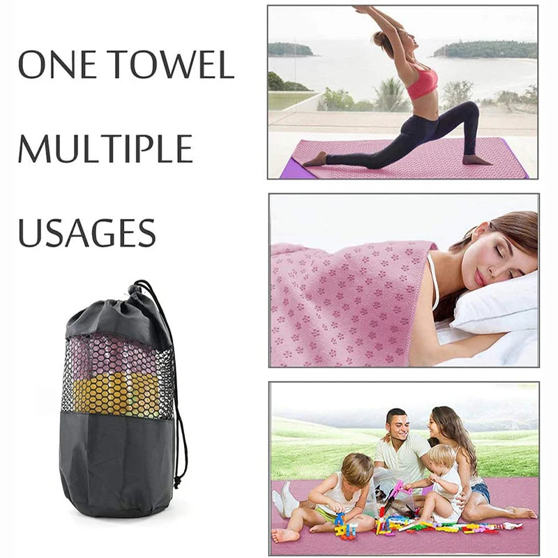 Non Slip Hot Yoga Towel Pilates Mat Yoga Blanket Sweat Absorbent Portable Fitness Meditation Mat Sports Workout Travel Blanket