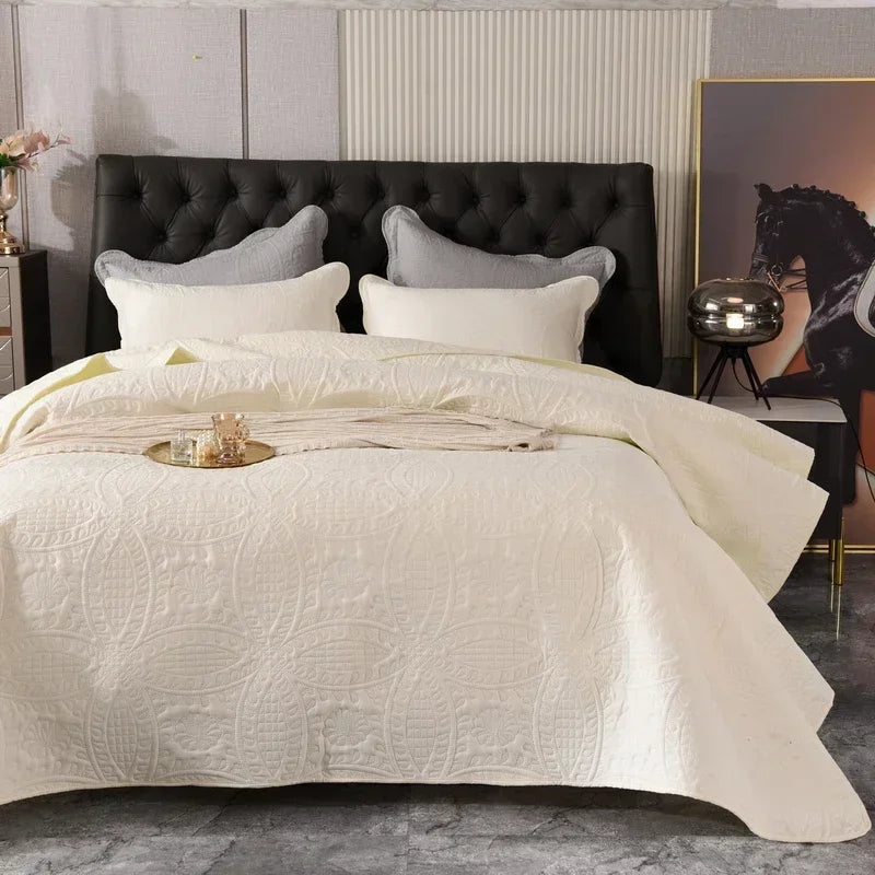 Solid Color Bedspread High Quality Fancy Sewing Blanket Luxury Nordic Decorative Bed Cover Single Double King Size Coverlet