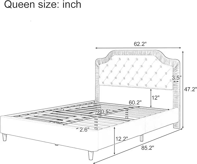 2 Pieces King Bedroom Sets, King Size Ruched and Button Tufted Velvet Upholstered Bed Frame and Storage Ottoman Bench