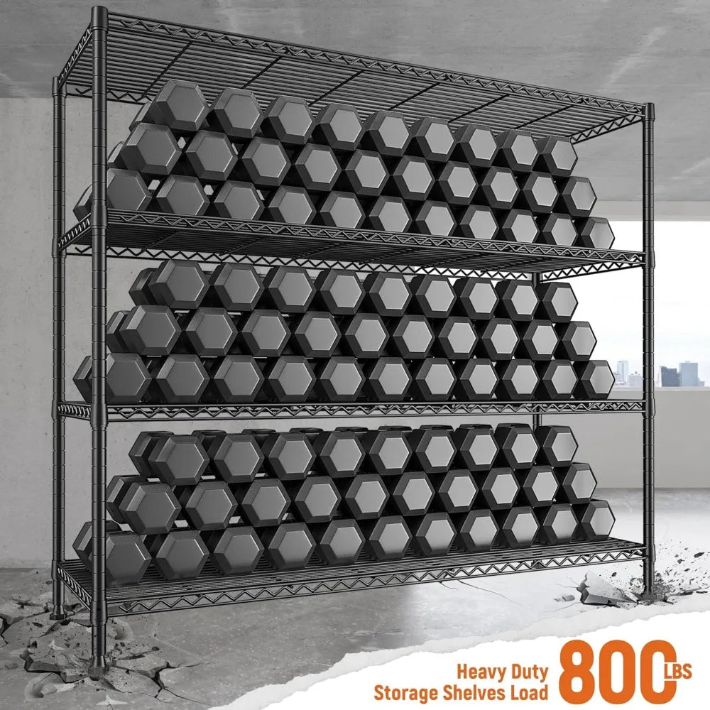 Storage Shelves 45.3''W Wire Shelving Unit 4 Tier Metal  Shelvess Kitchen Steel ShelvingShelves for, Storage Rack