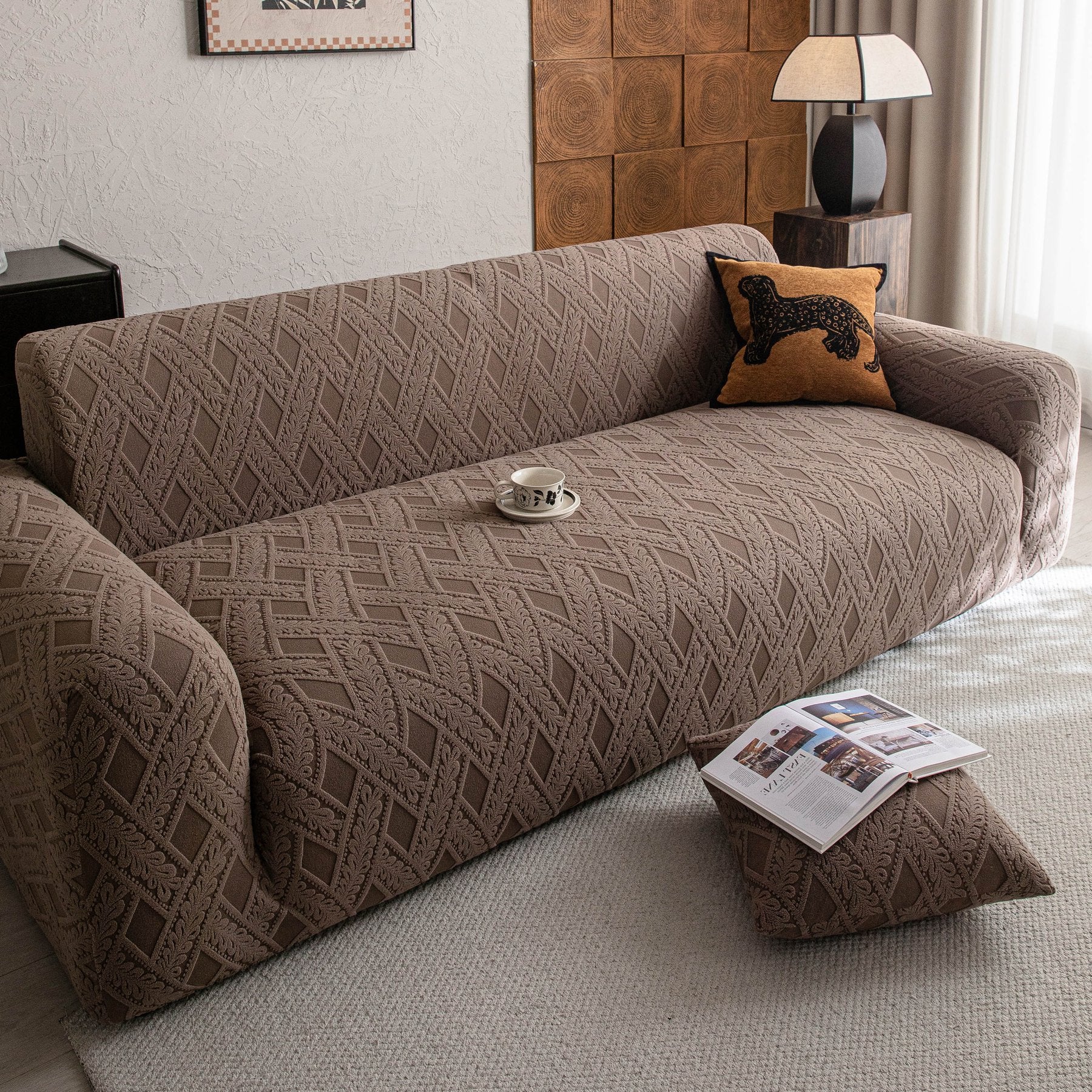 High Stretch 3D Jacquard Sofa Slipcovers, Pet Friendly Non Slip Sofa Cover Washable