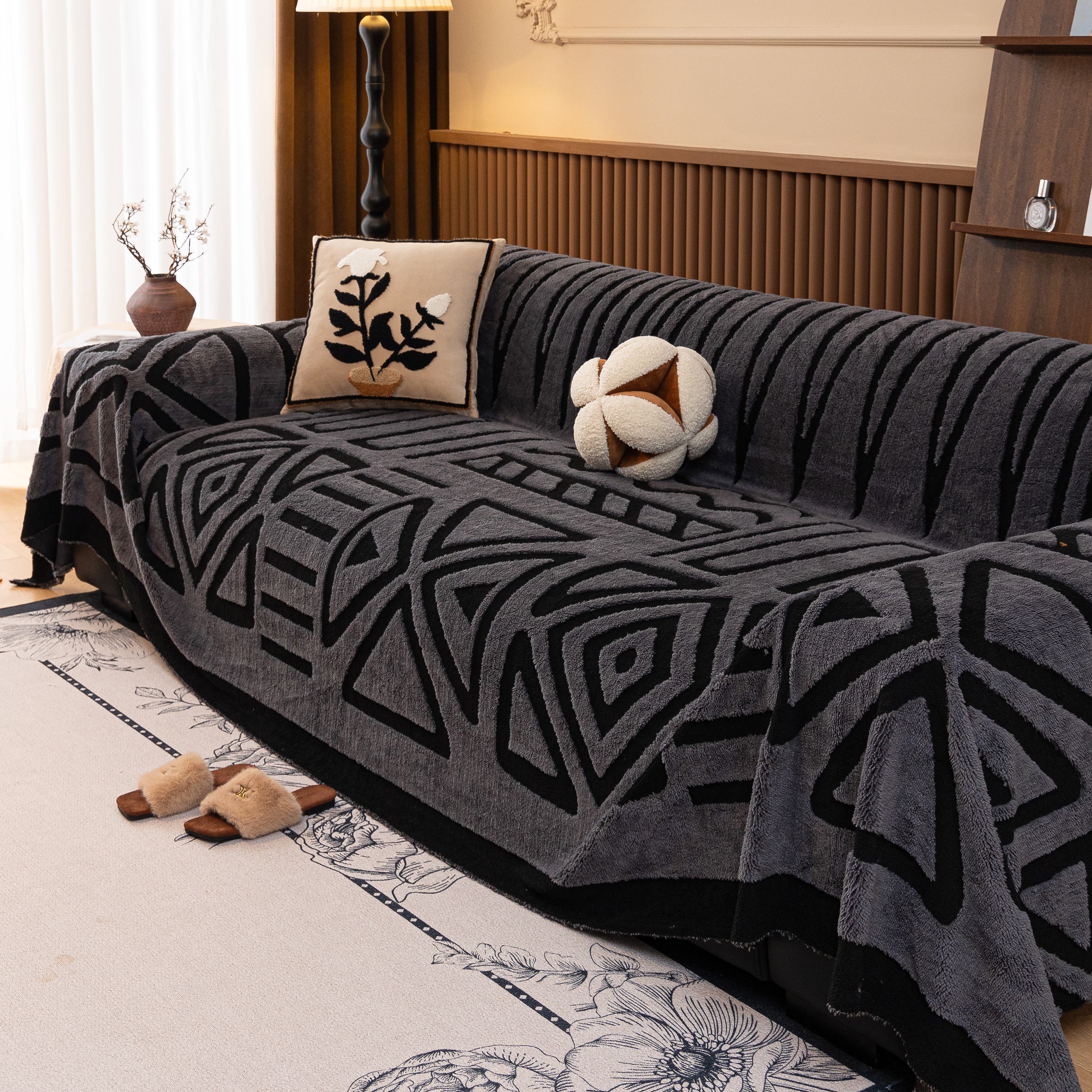 Boho Plush Couch Cover Bohemian Throw Blanket Decor Covers Sofa Chair Furniture Bed