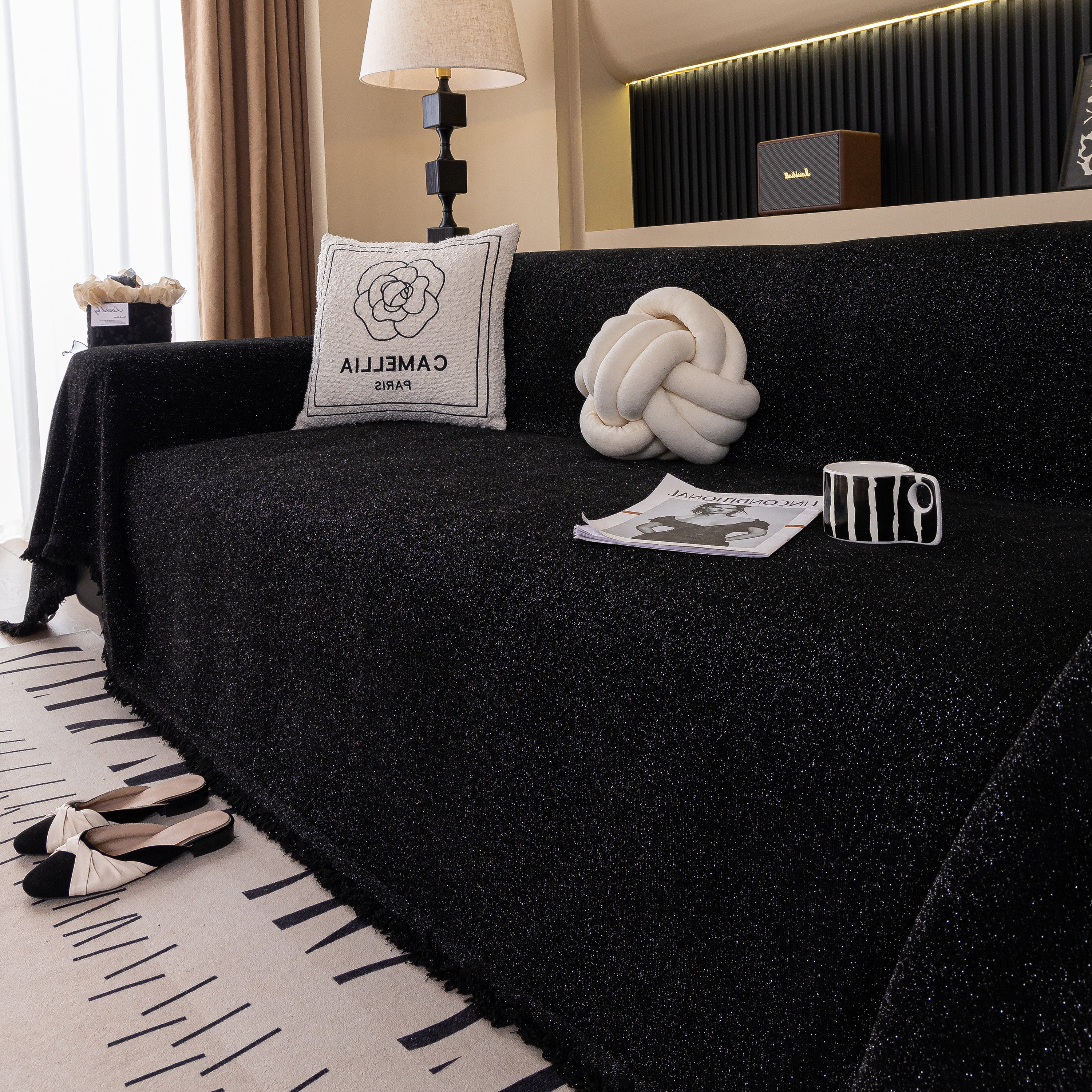 Solid Color Chenille Sofa Cover Blanket Furniture Covers for Sofas and Loveseats