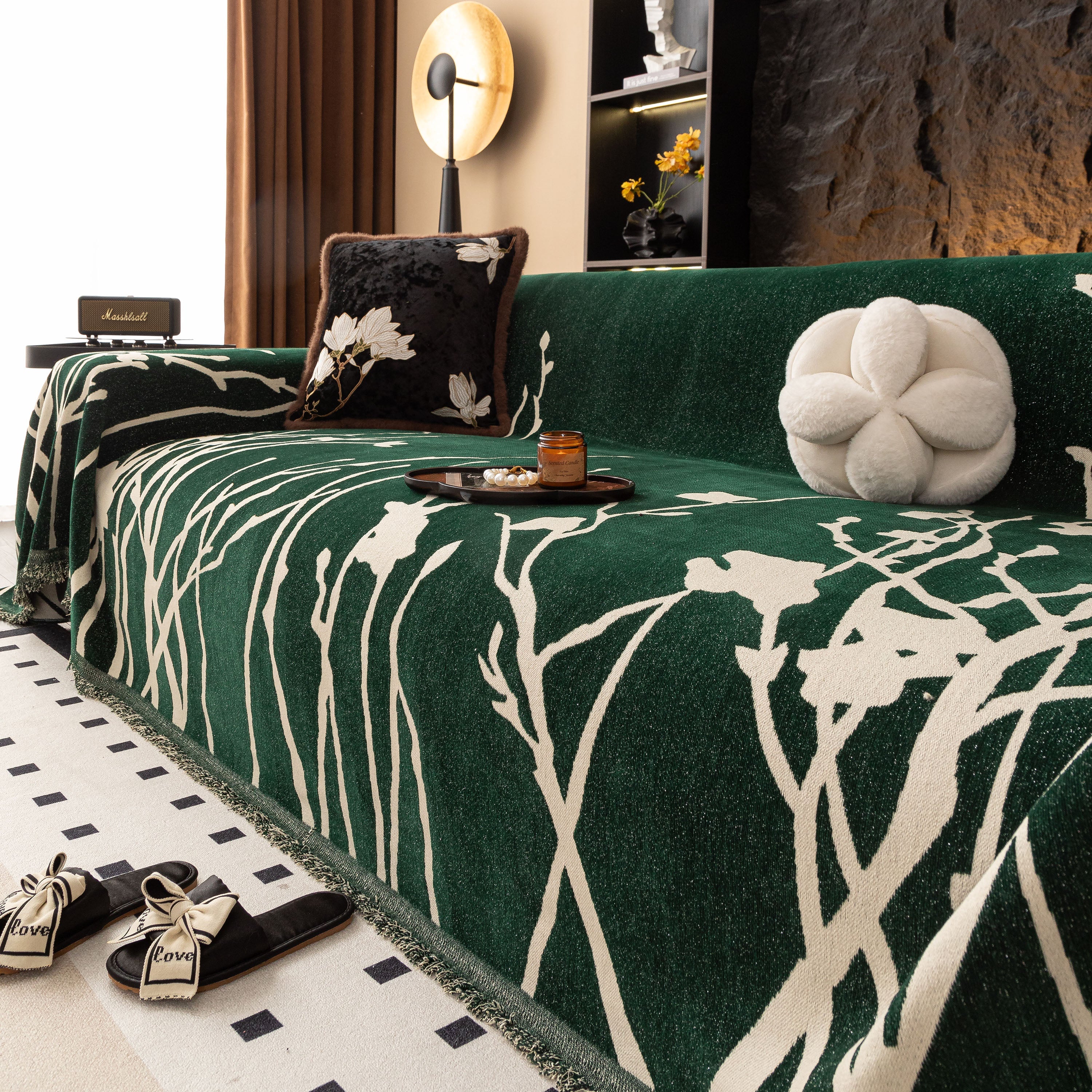 Modern Abstract Floral Sofa Throw Blanket, Decor Furniture Protector for Living Room