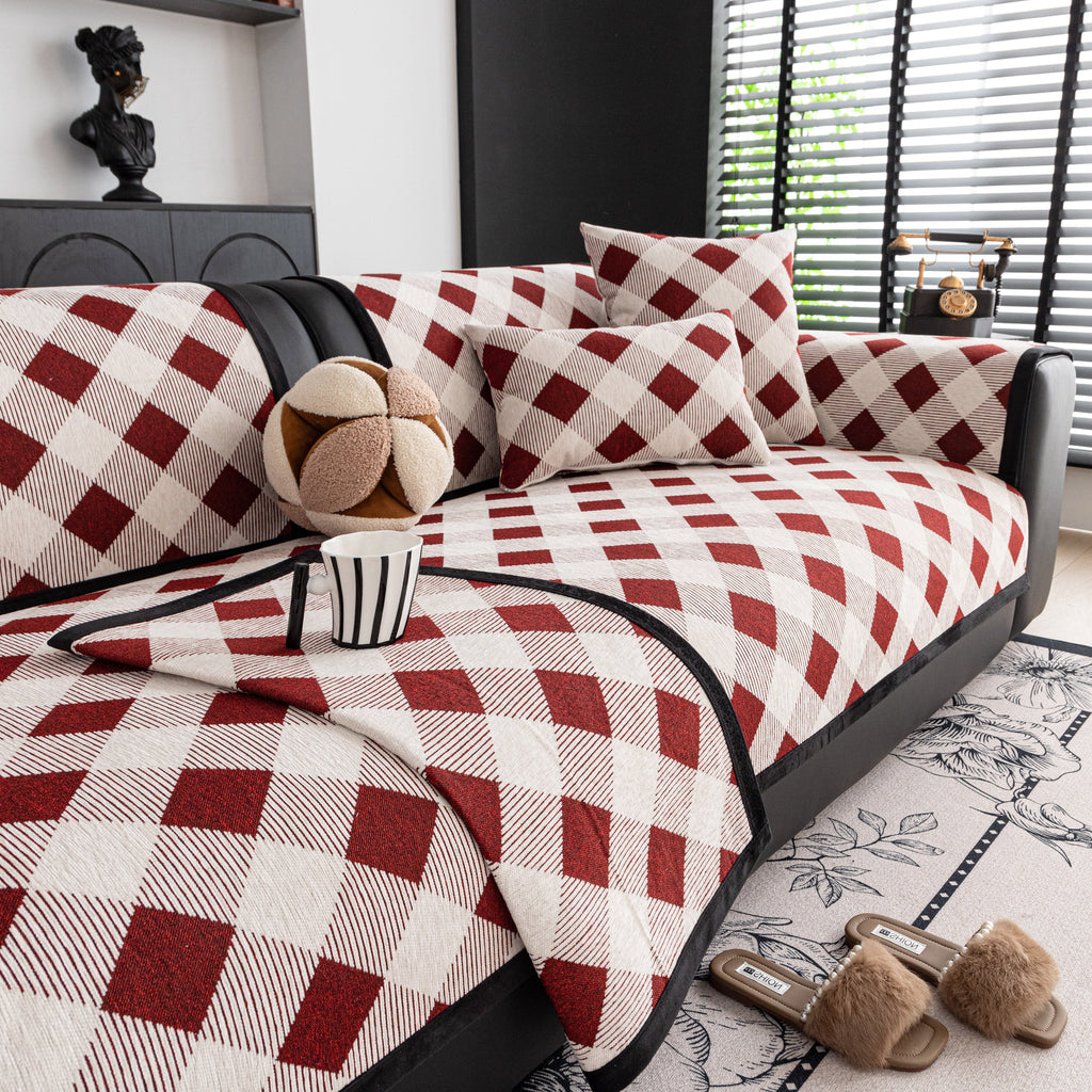 Non-Slip Chenille Sofa Slipcover Modern Geometric Sofa Protector Fits Most Sofas