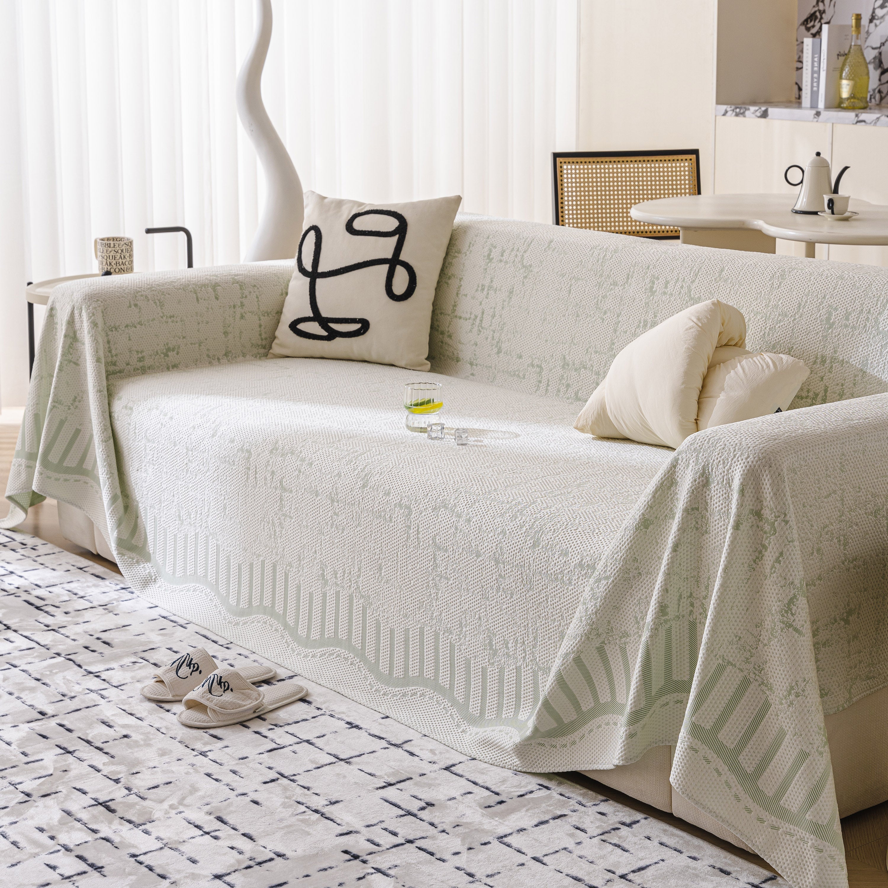 Modern Light Luxury Silky Smooth Couch Throw Protector, Washable Furniture Protector