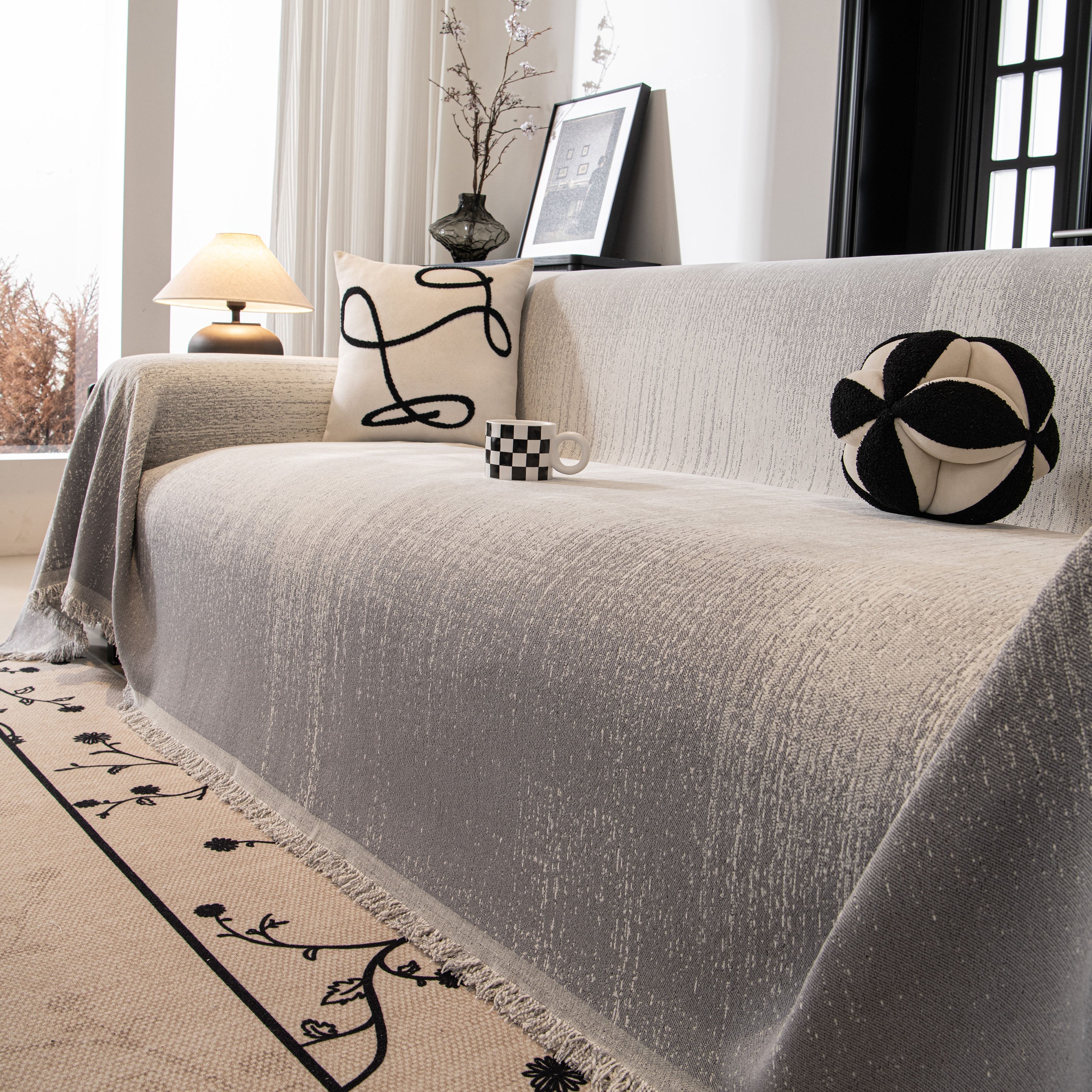 Modern Textured Sofa Cover Blanket, Tightly Woven Pet Sofa Throw for Sectional Couches