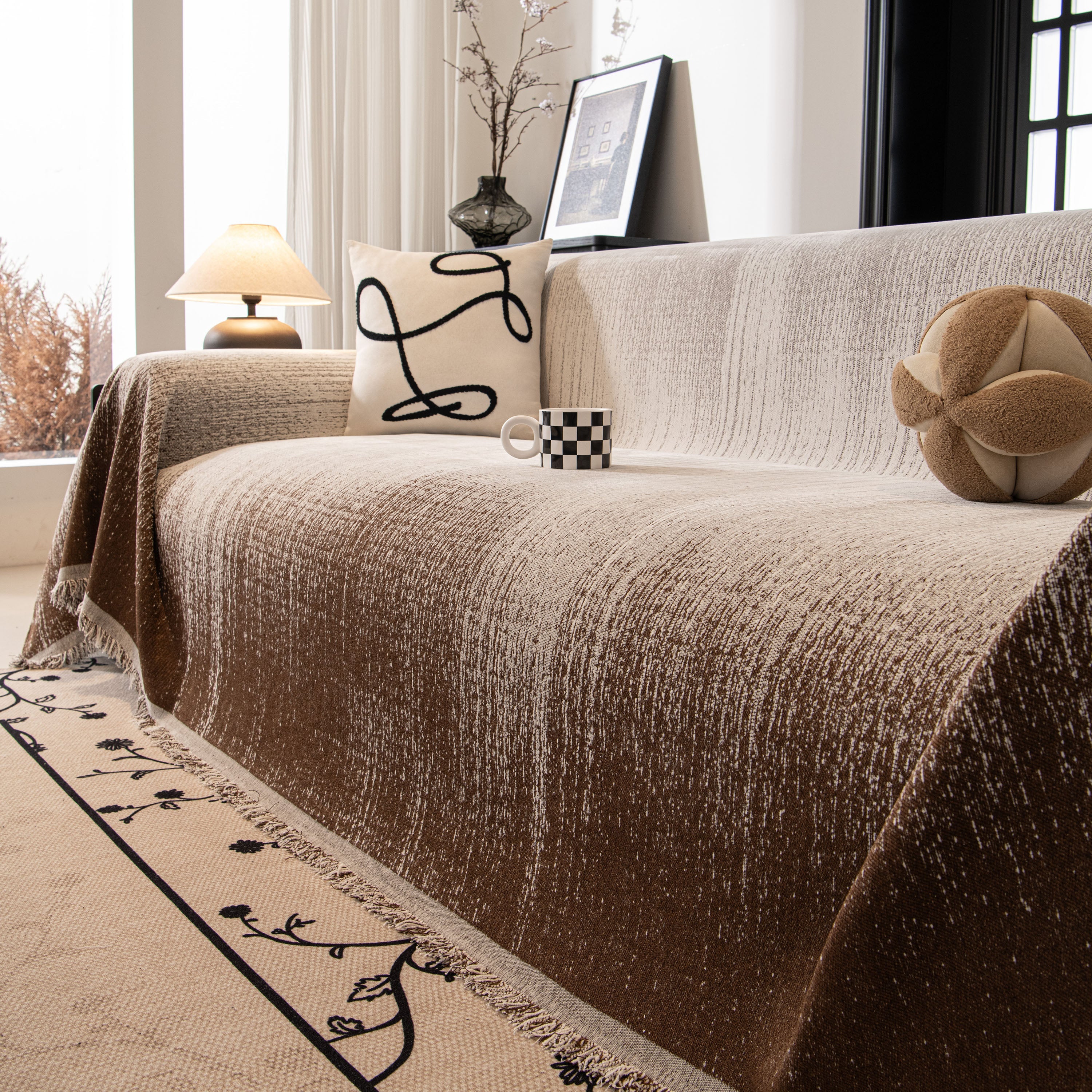 Modern Textured Sofa Cover Blanket, Tightly Woven Pet Sofa Throw for Sectional Couches