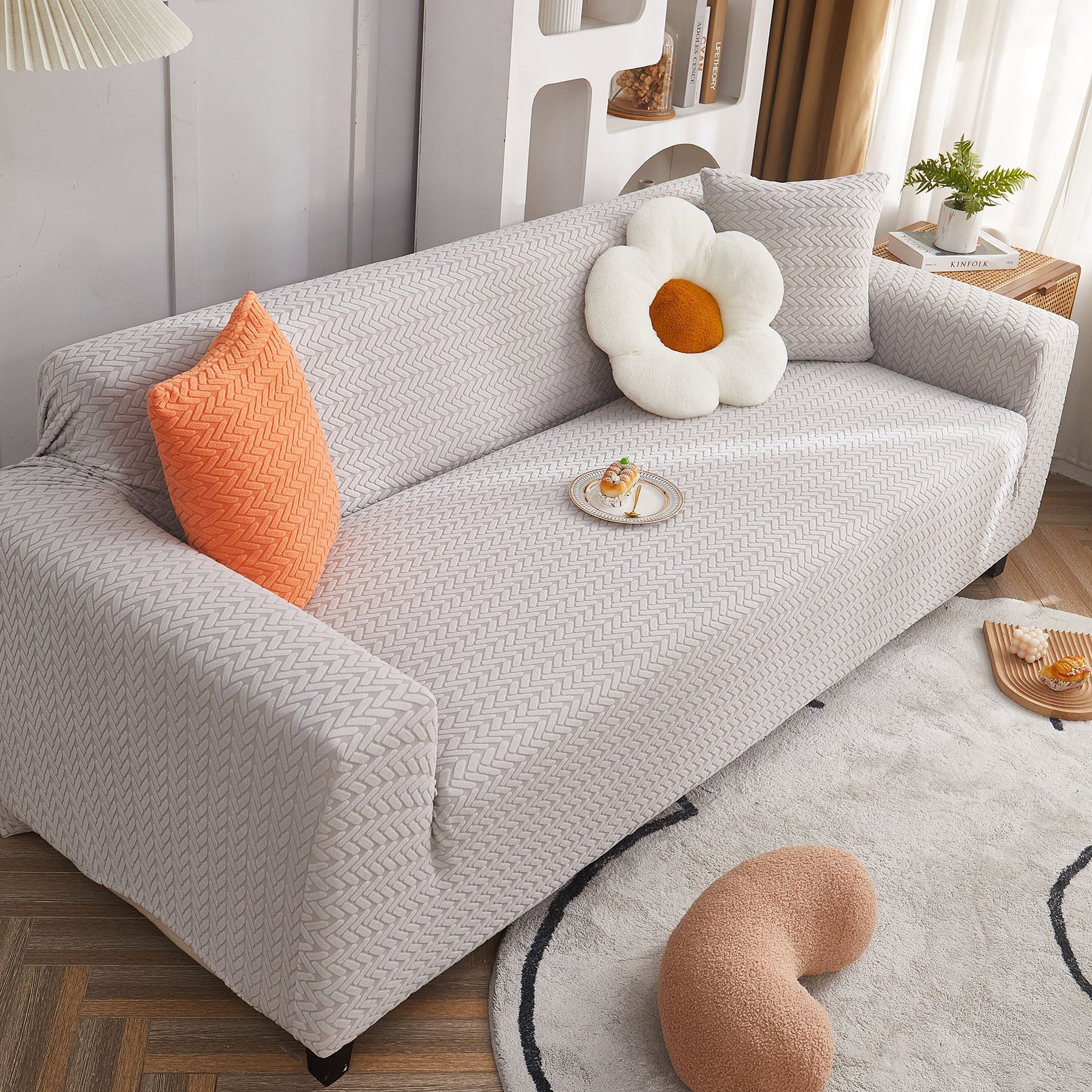 3D Geometric Stretch Sofa Slipcovers Non Slip Pet Friendly Washable Fitted Sofa Covers