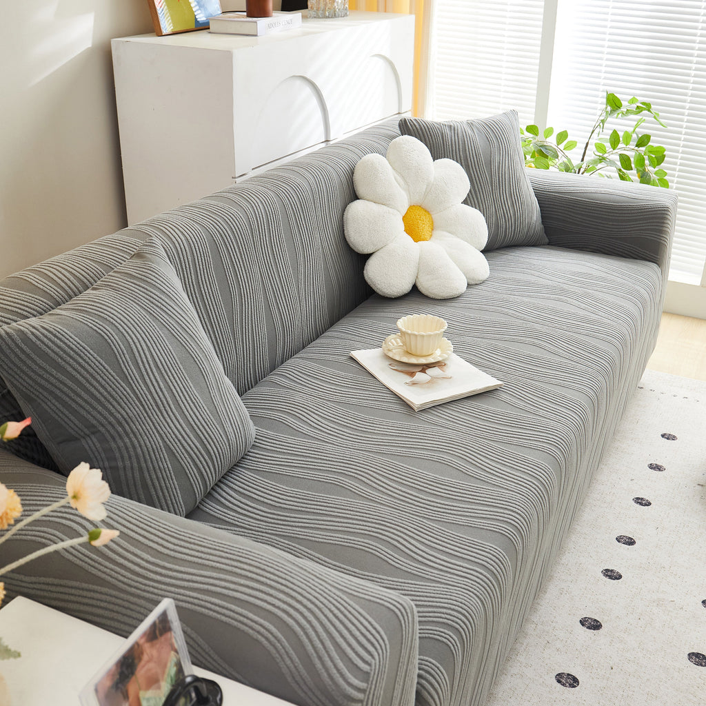 Textured Wave Stretch Sofa Couch Cover, Soft Washable Spandex Furniture Slipcovers