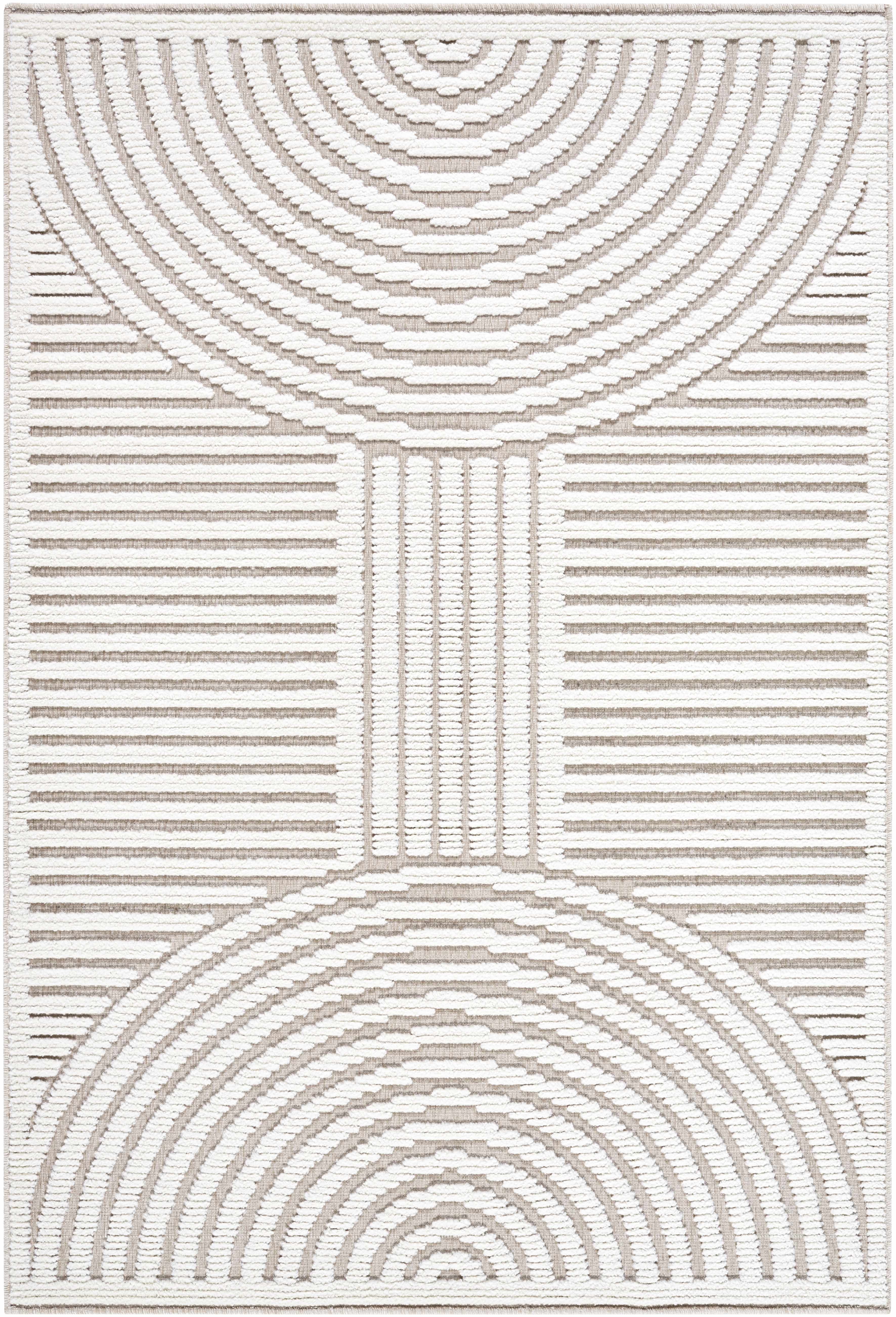 Deron Ivory 3D Rainbow Washable Rug
