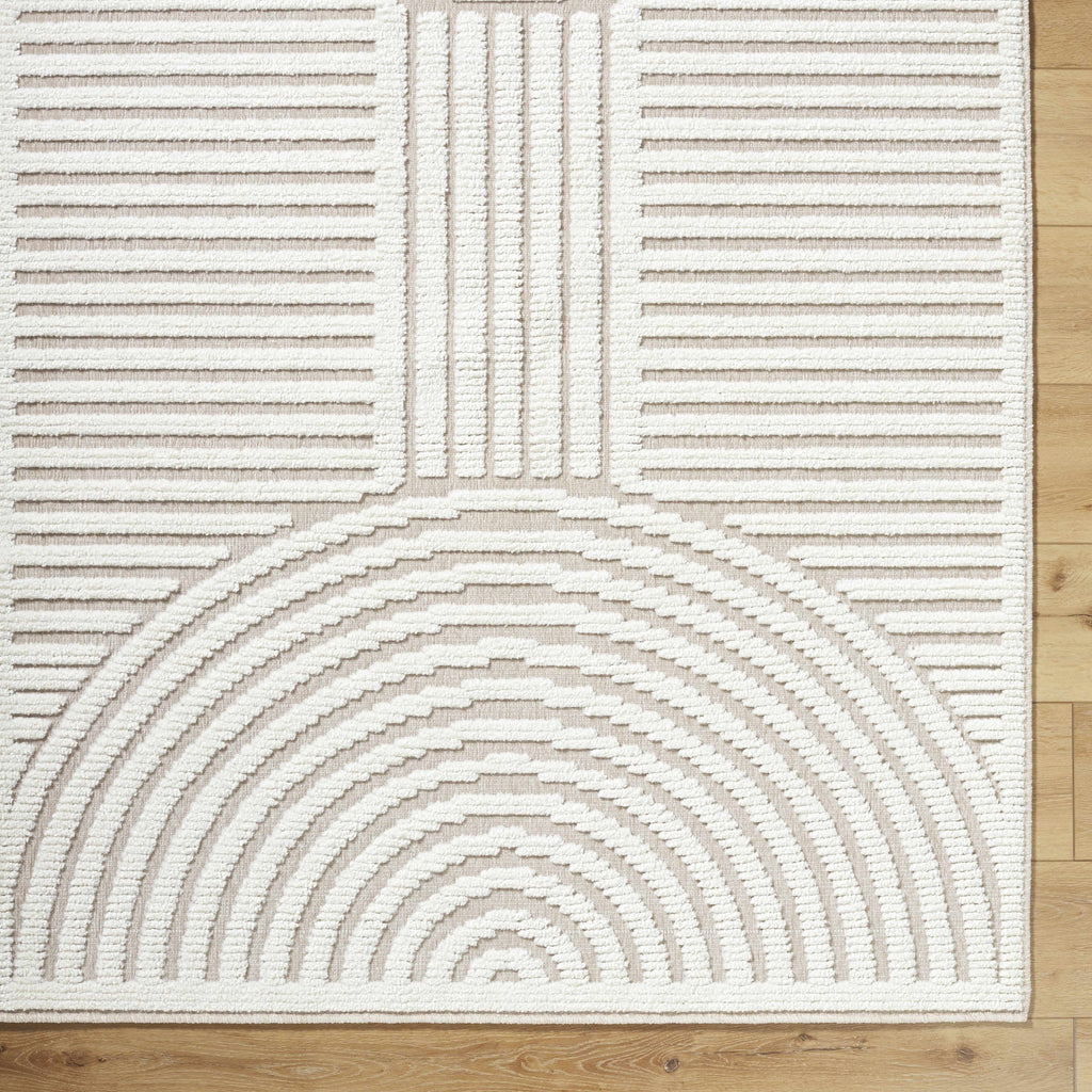 Deron Ivory 3D Rainbow Washable Rug