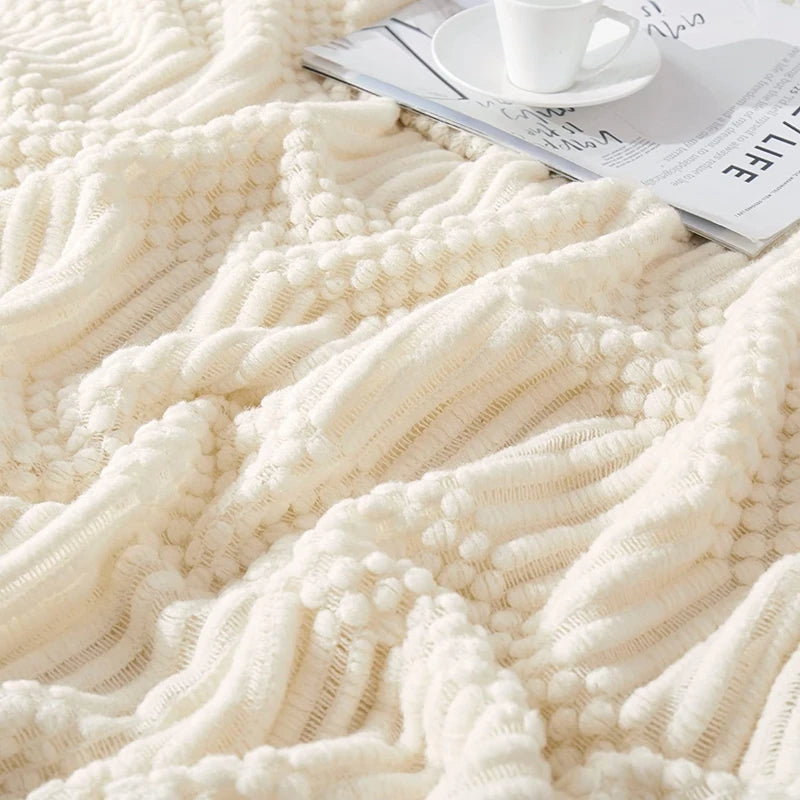 White Boho Throw Blanket