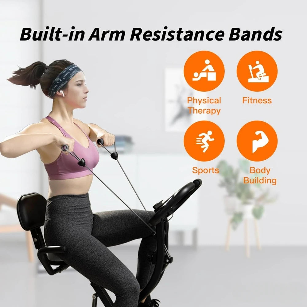 Exercise Bike Foldable Fitness Indoor Stationary Bike Magnetic 3 in 1 Upright Recumbent Exercise Bike for Home Workout