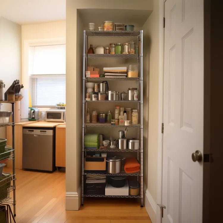 8-Tier Wire Shelving Unit Adjustable Steel Wire Rack Shelving 8 Shelves Steel Storage Rack or Two 4-Tier Shelving Units