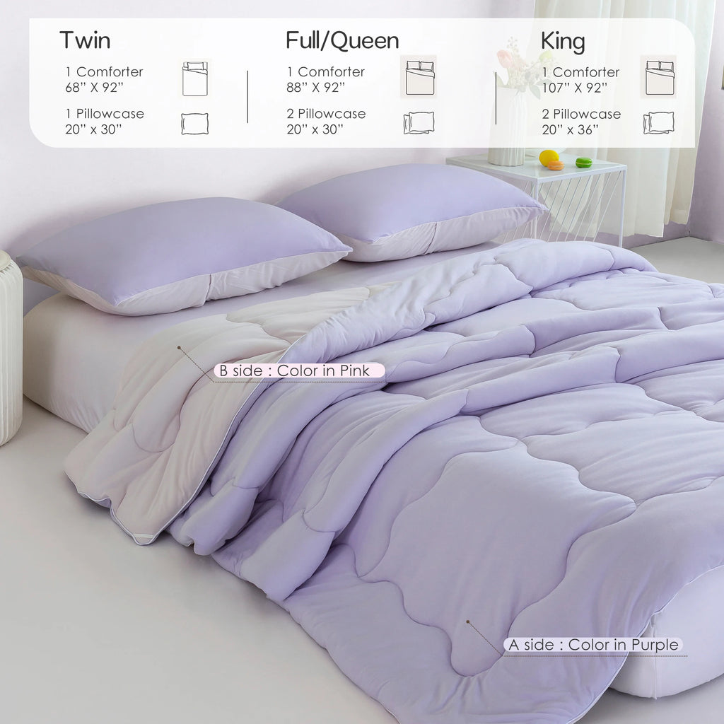 California King Siz Reversible Ultra-Soft  Comforter Set,  Cozy Breathable Bedding 1 Down Alternative with 2 Pillowcase