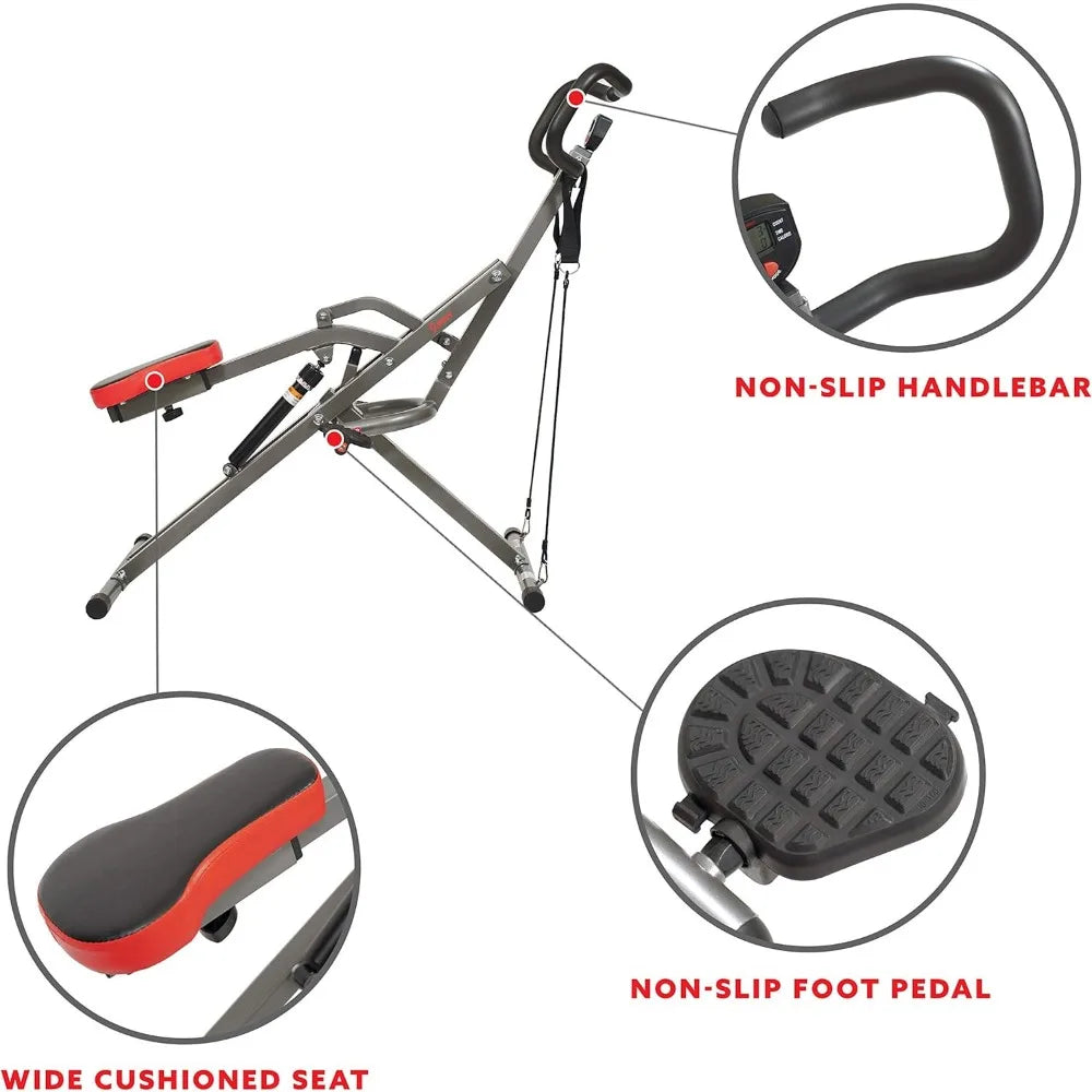 Row-N-Ride PRO, Full Body Combo Fitness Machine w/Resistance Bands, Easy Setup & Foldable for Rower, Glute & Leg Cardio