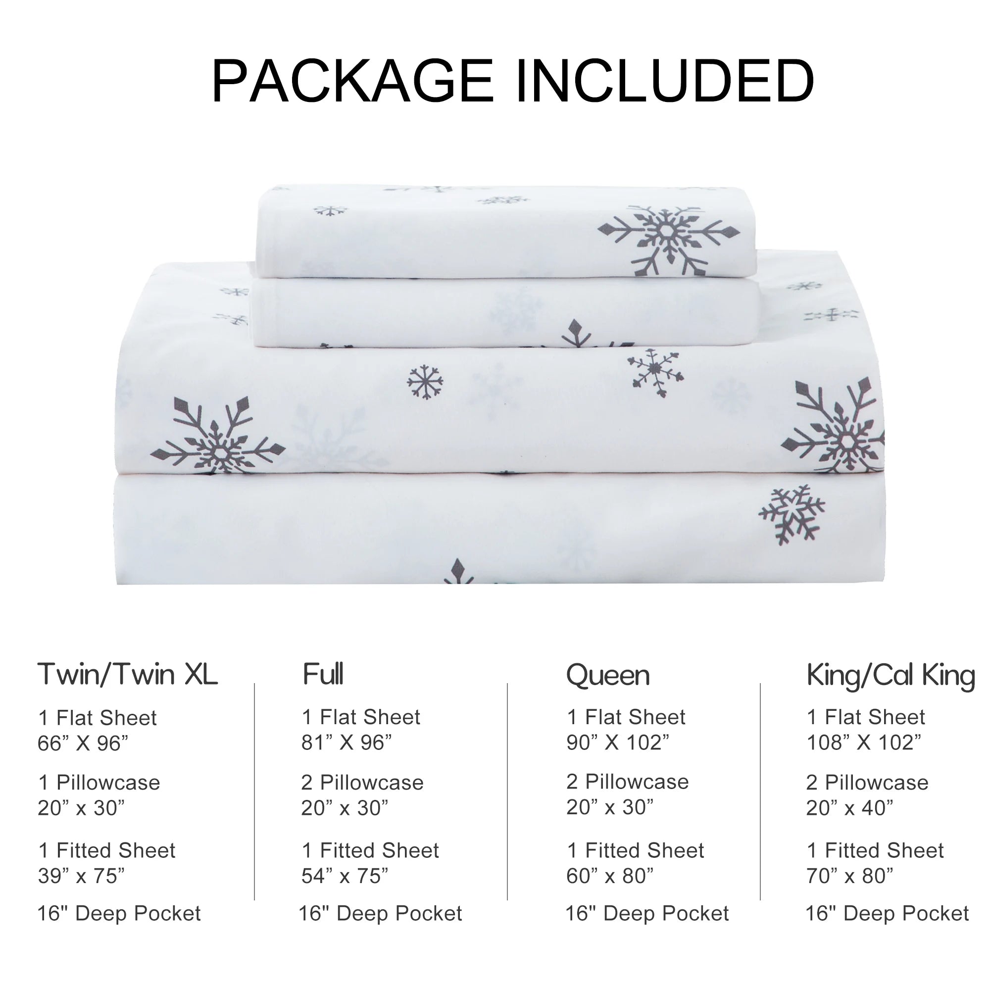 Durability & All Season Use Ultra-Soft Washed Bedding Comforter Sets Bed, White snowflake pattern California  King Size