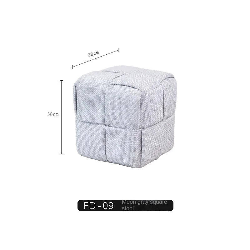 MOMO Chenille Mesh Red Woven Bench Short Stool Shoe Changing Stool Living Room Sofa Stool Household Small Stools